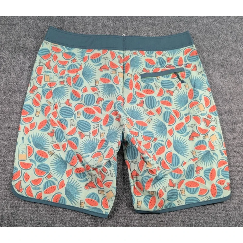 William Murray Boardshorts Mens 32 Green Watermelon Cocktail All Over Print NWT.